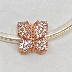 Authentic Pandora Rose Gold Butterfly CZ Charm #198